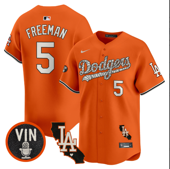 Men Los Angeles Dodgers #5 Freeman 2025 orange Limited Stitched Jersey->los angeles dodgers->MLB Jersey